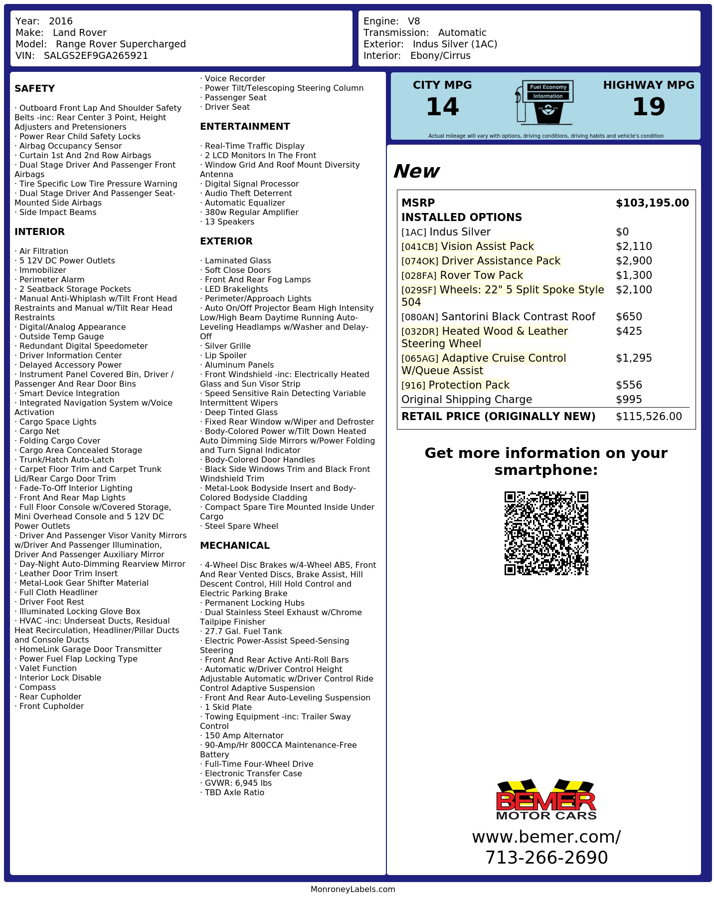 Monroney Label