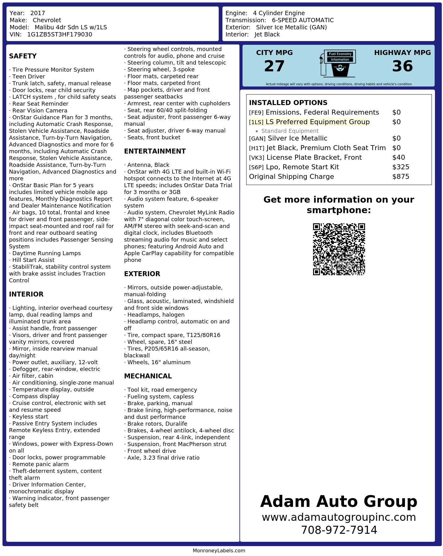 Monroney Label