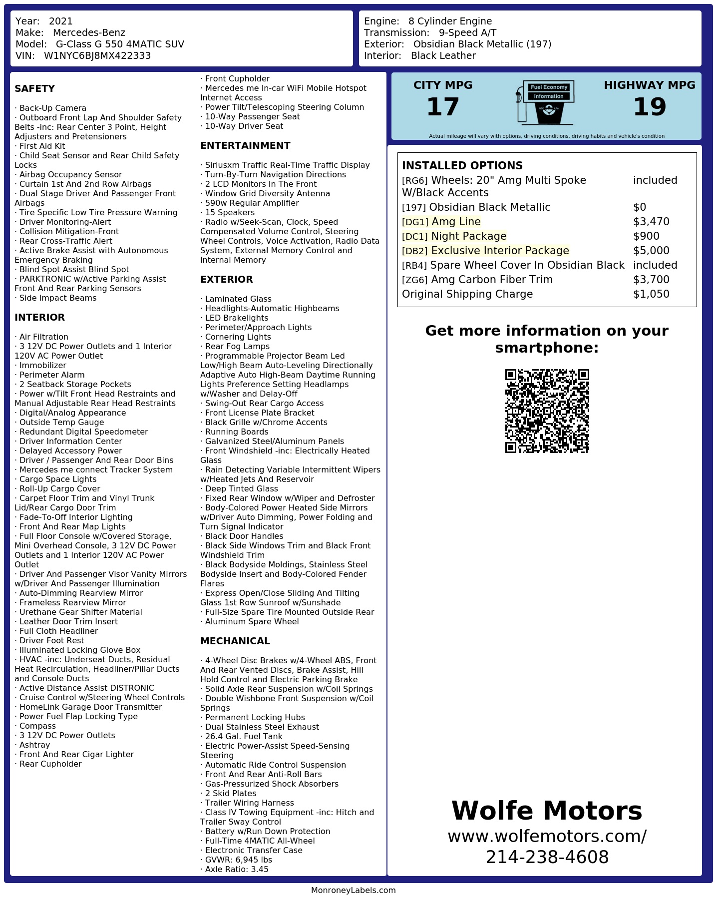 Monroney Label