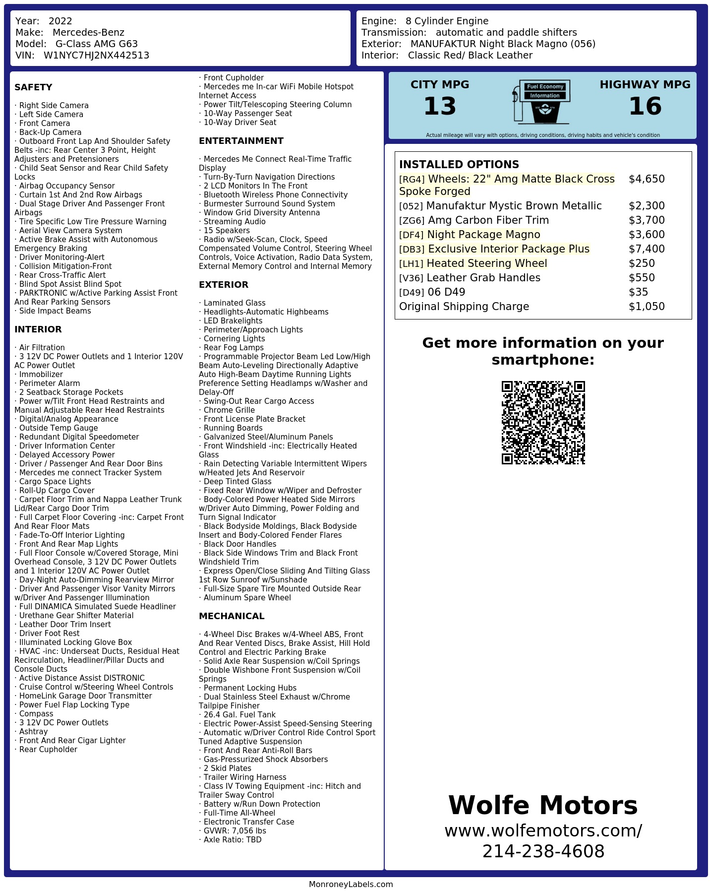 Monroney Label