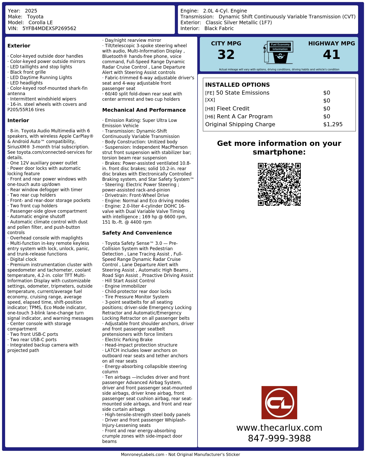 Monroney Label