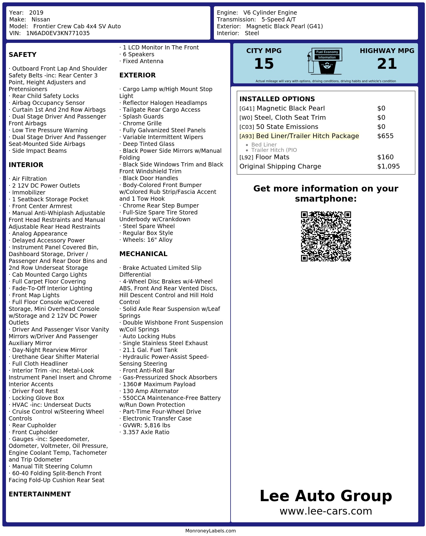 Monroney Label