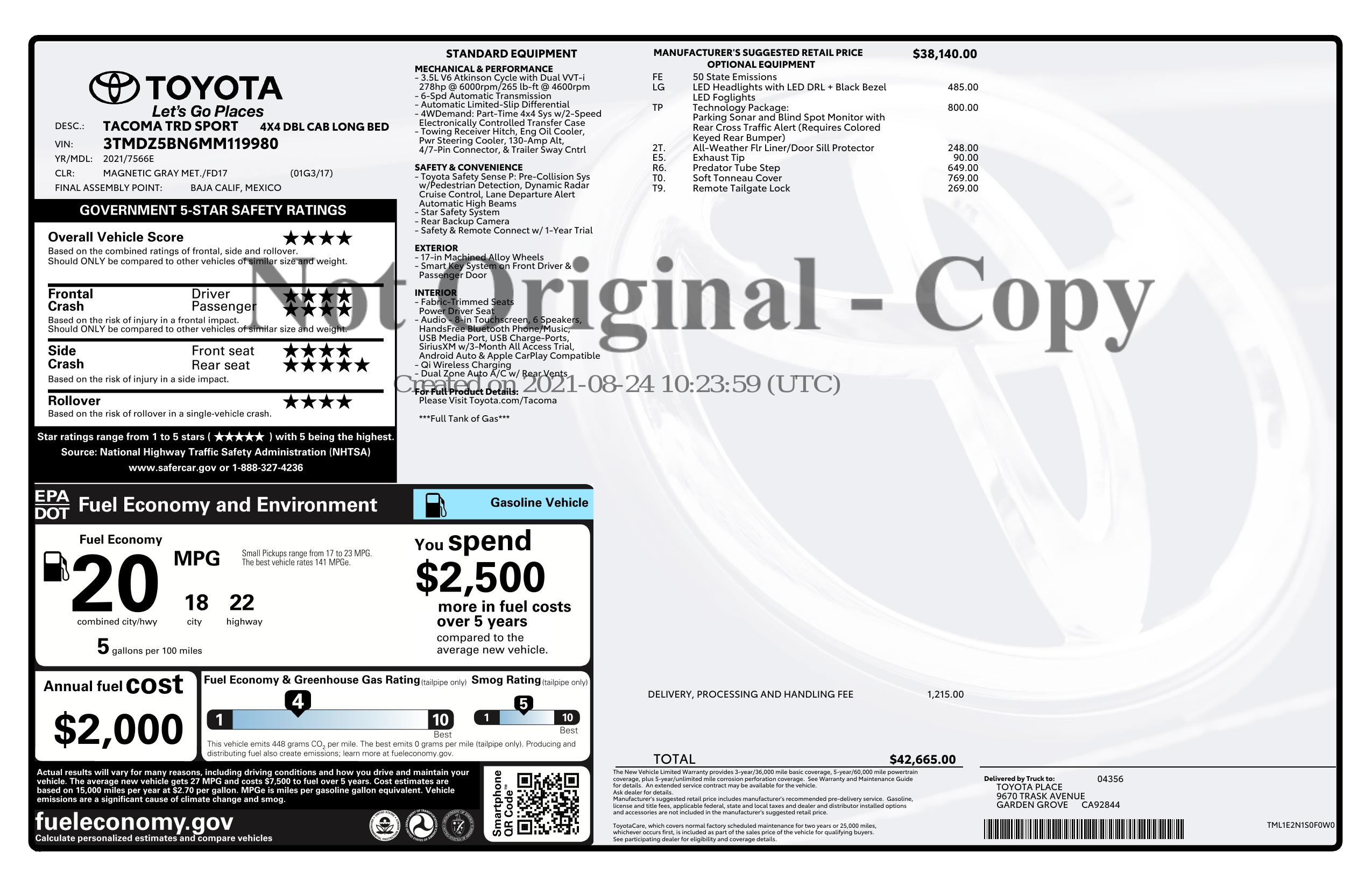 Monroney Label