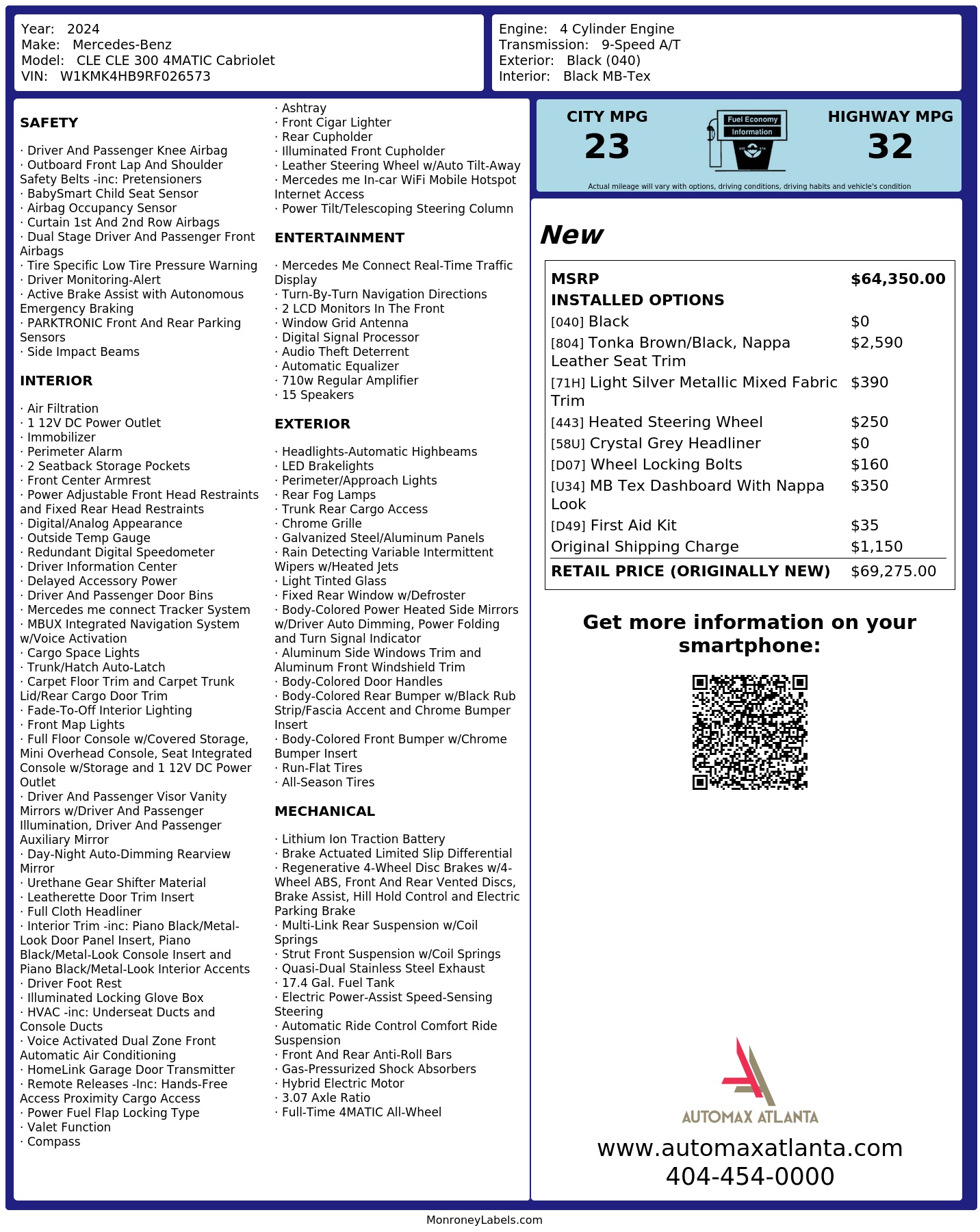 Monroney Label