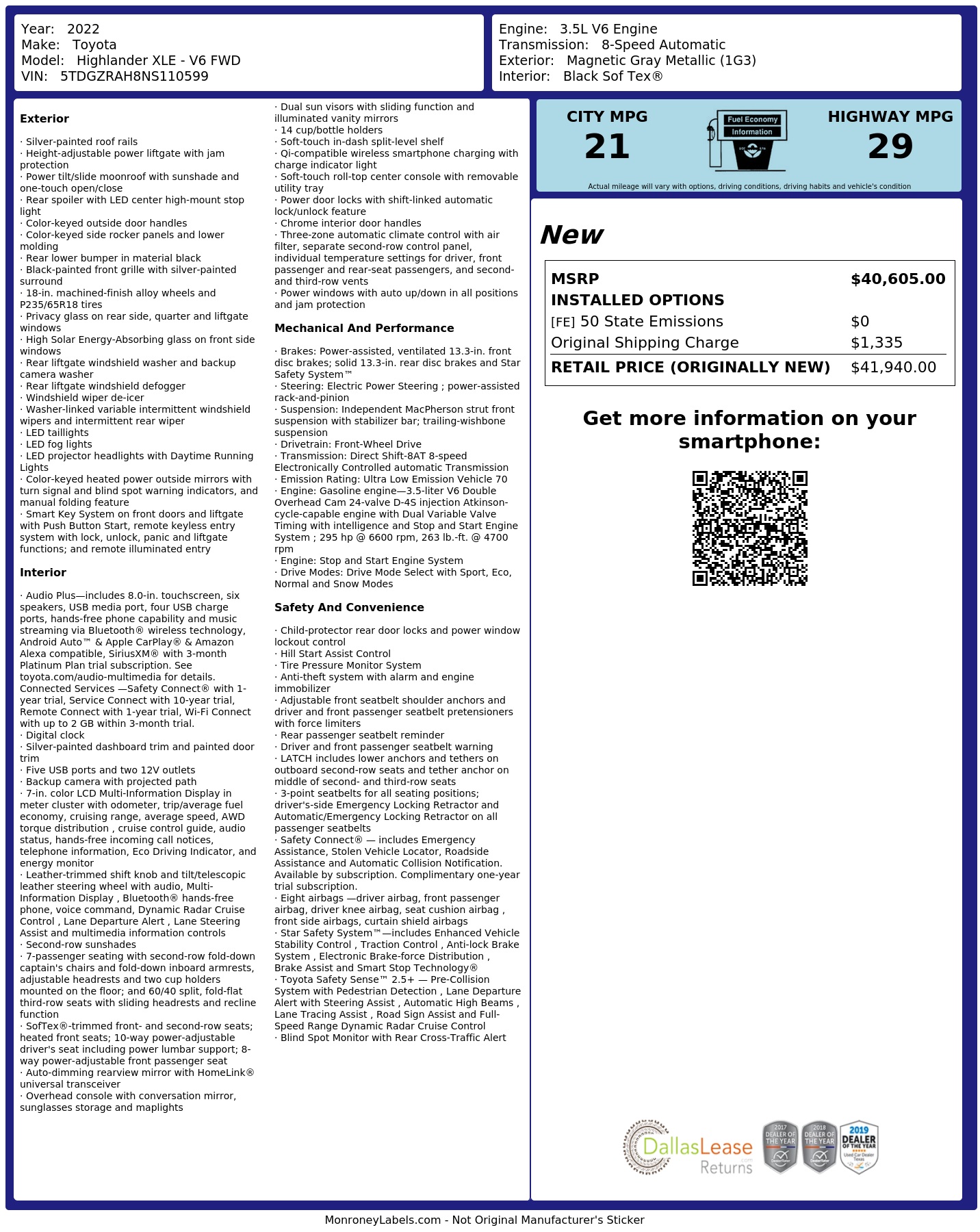 Monroney Label