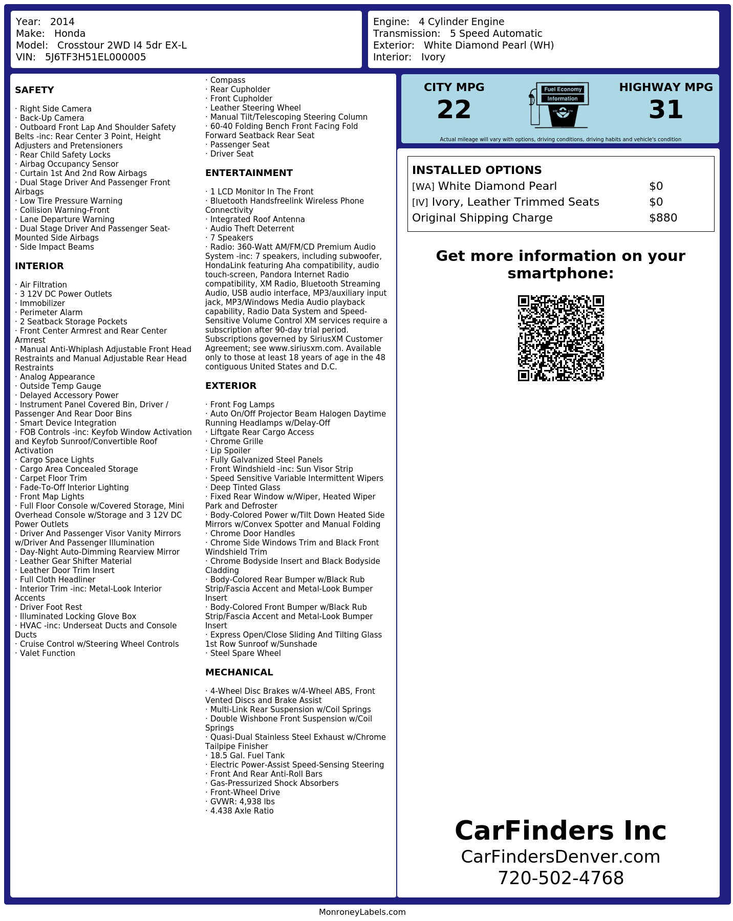 Monroney Label