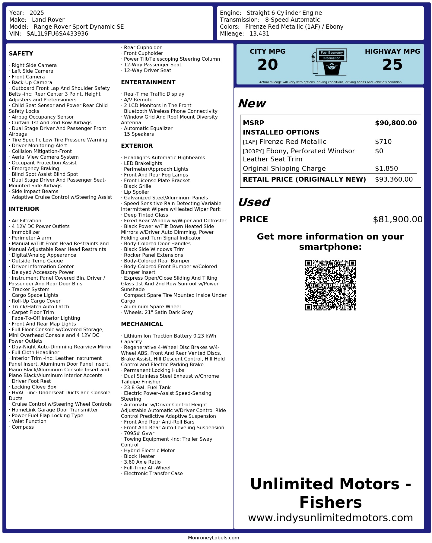 Monroney Label