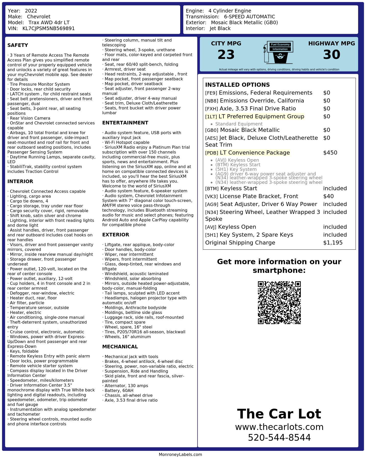 Monroney Label