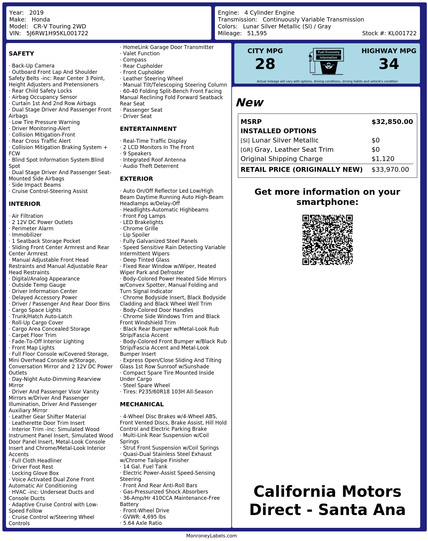 Monroney Label