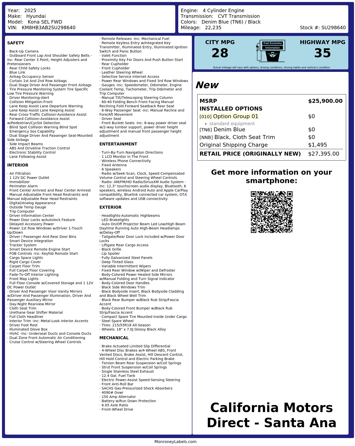 Monroney Label