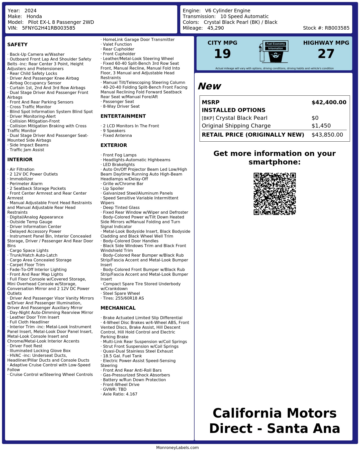 Monroney Label