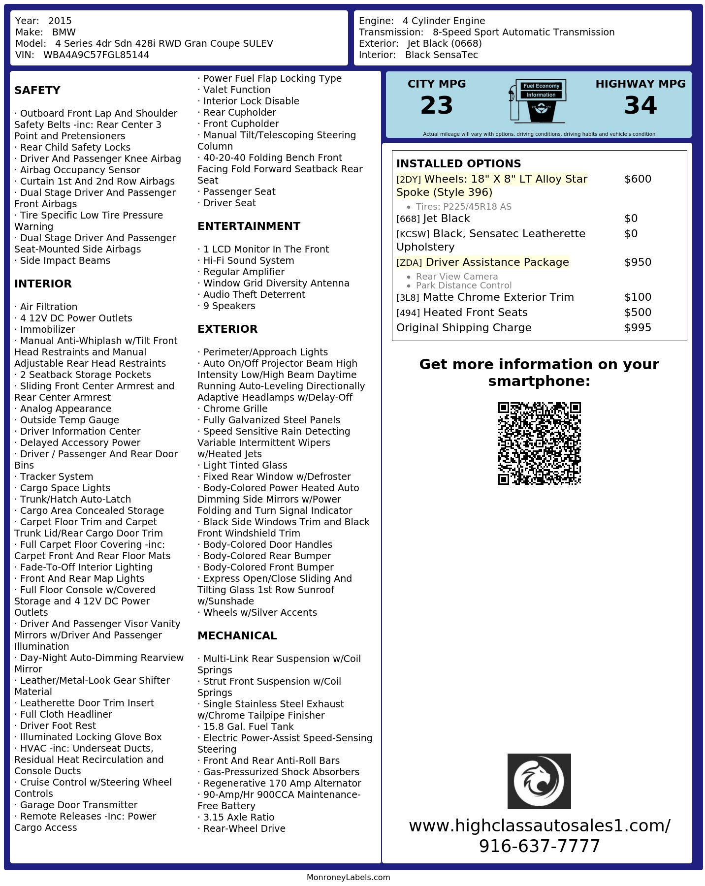 Monroney Label