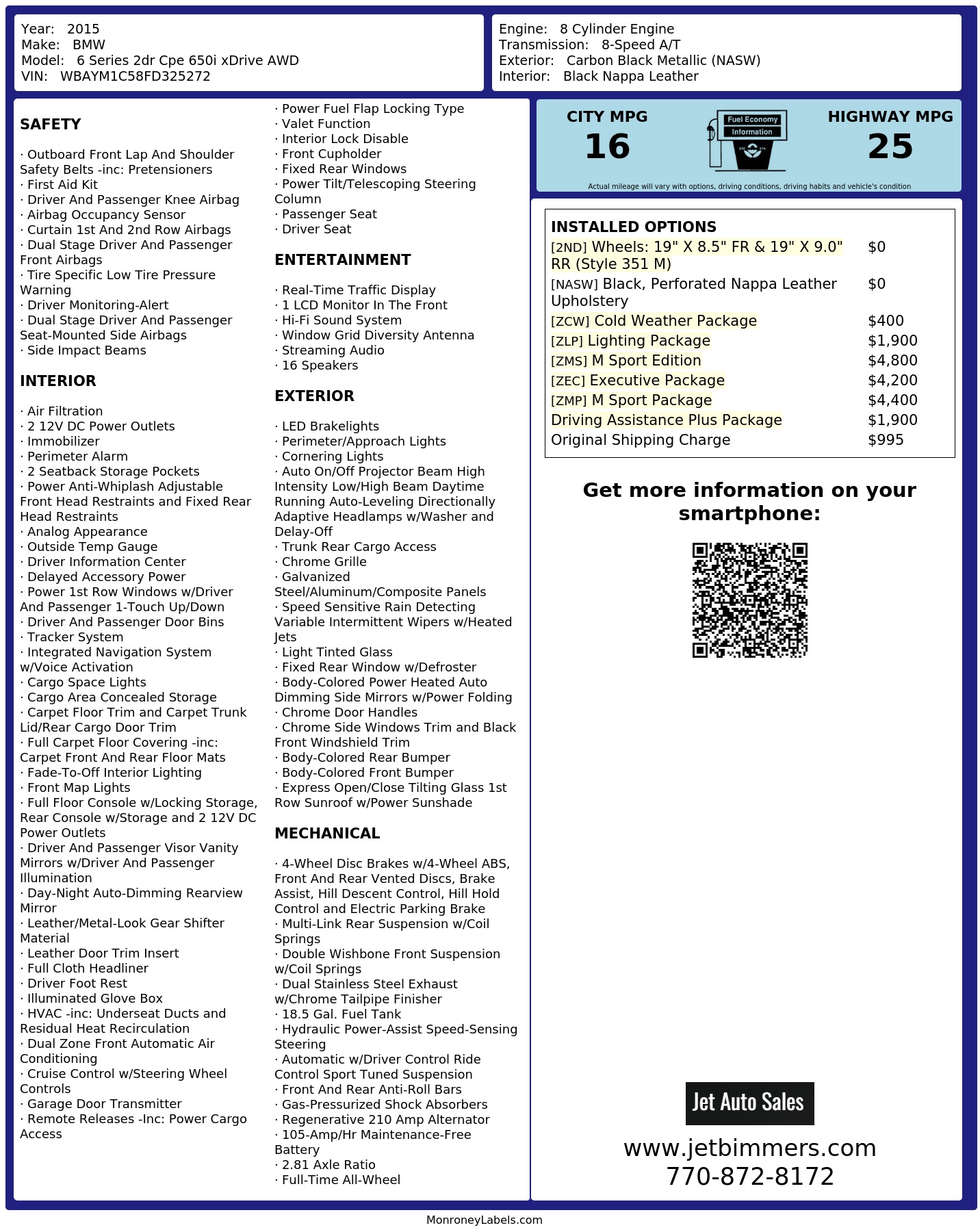 Monroney Label