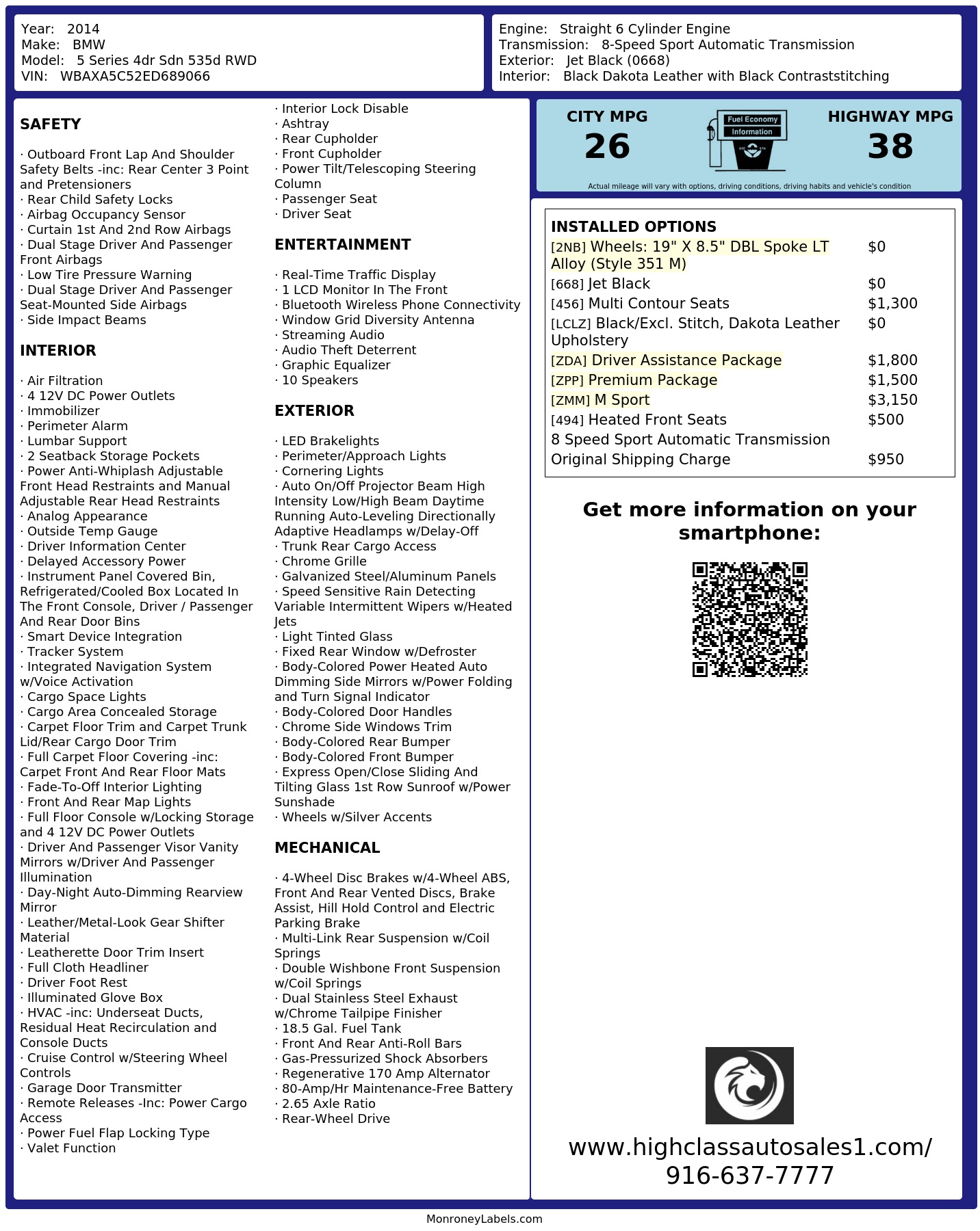 Monroney Label