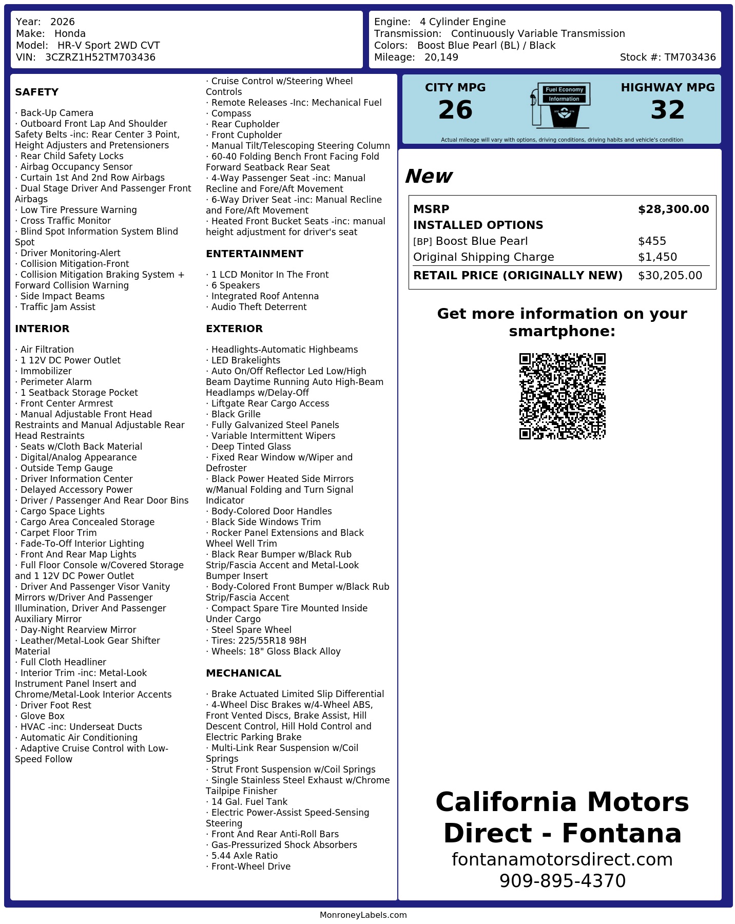 Monroney Label