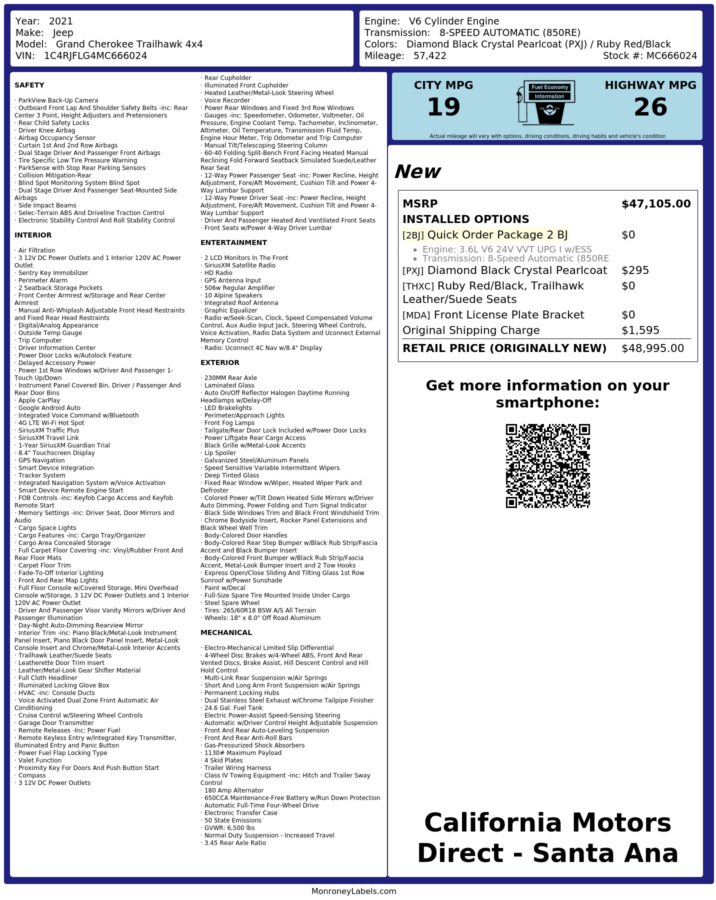 Monroney Label