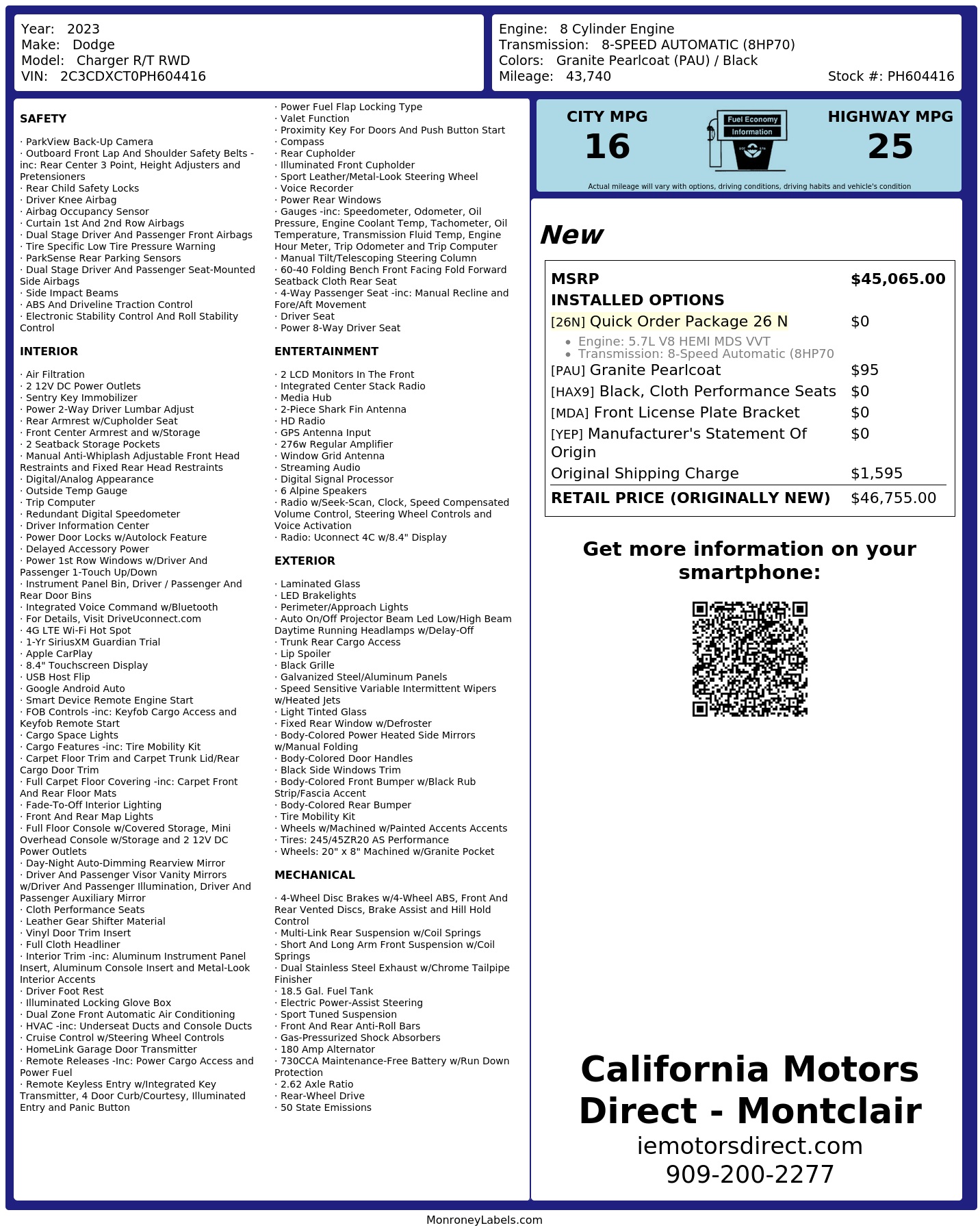 Monroney Label