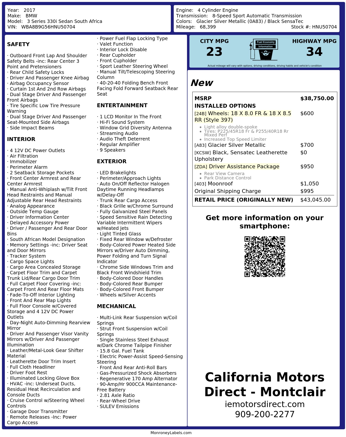 Monroney Label
