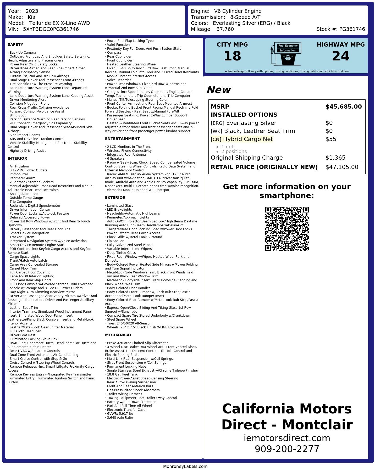 Monroney Label