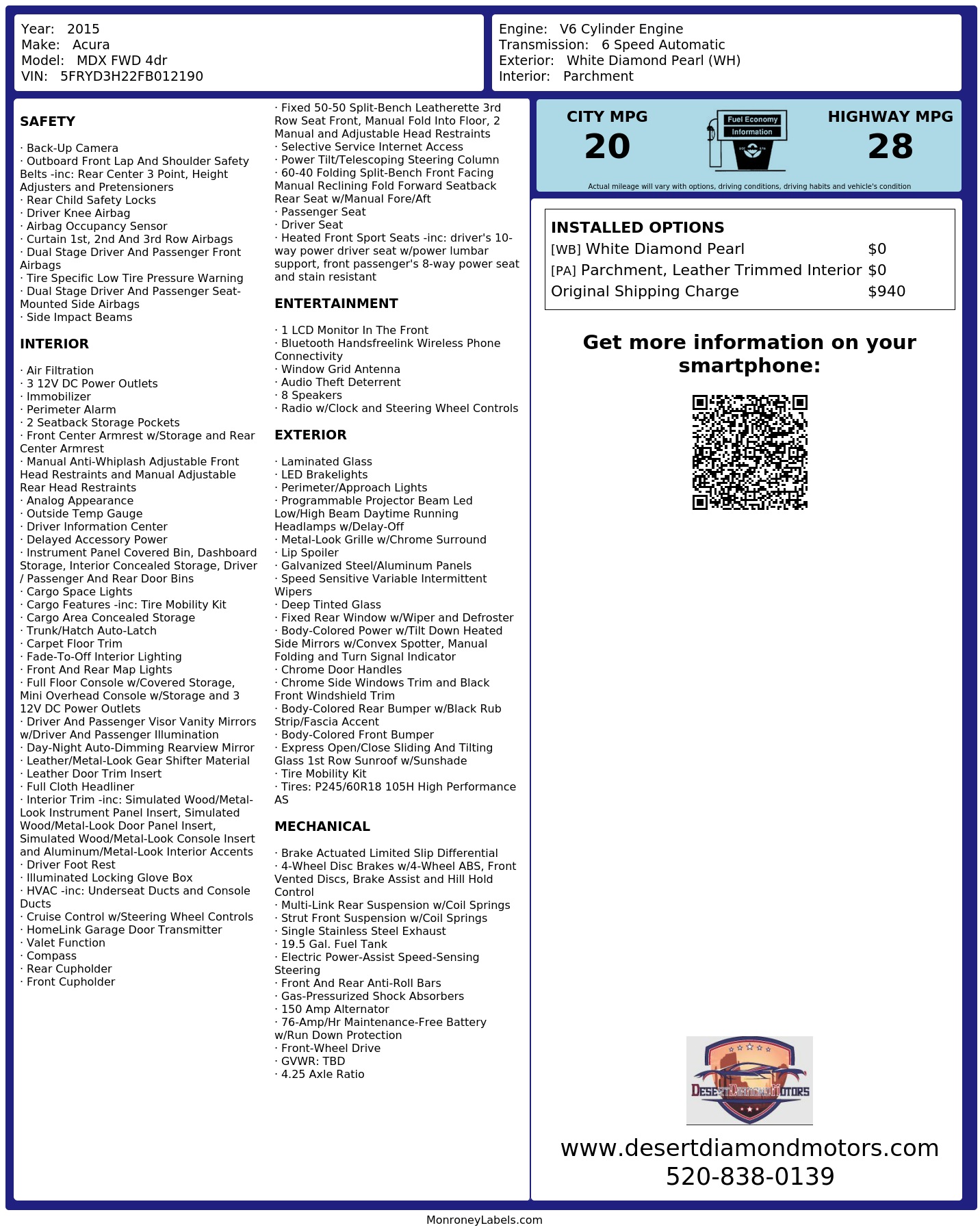 Monroney Label