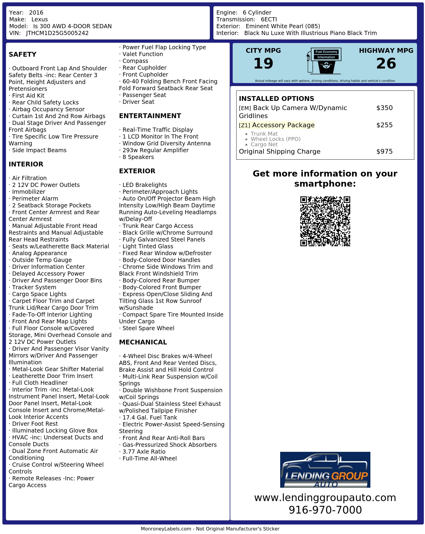 Monroney Label
