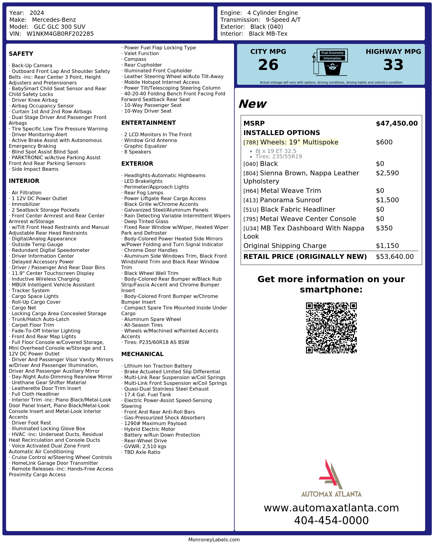 Monroney Label