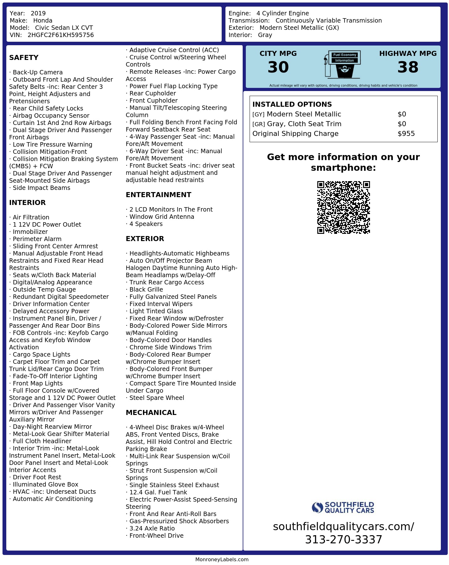 Monroney Label