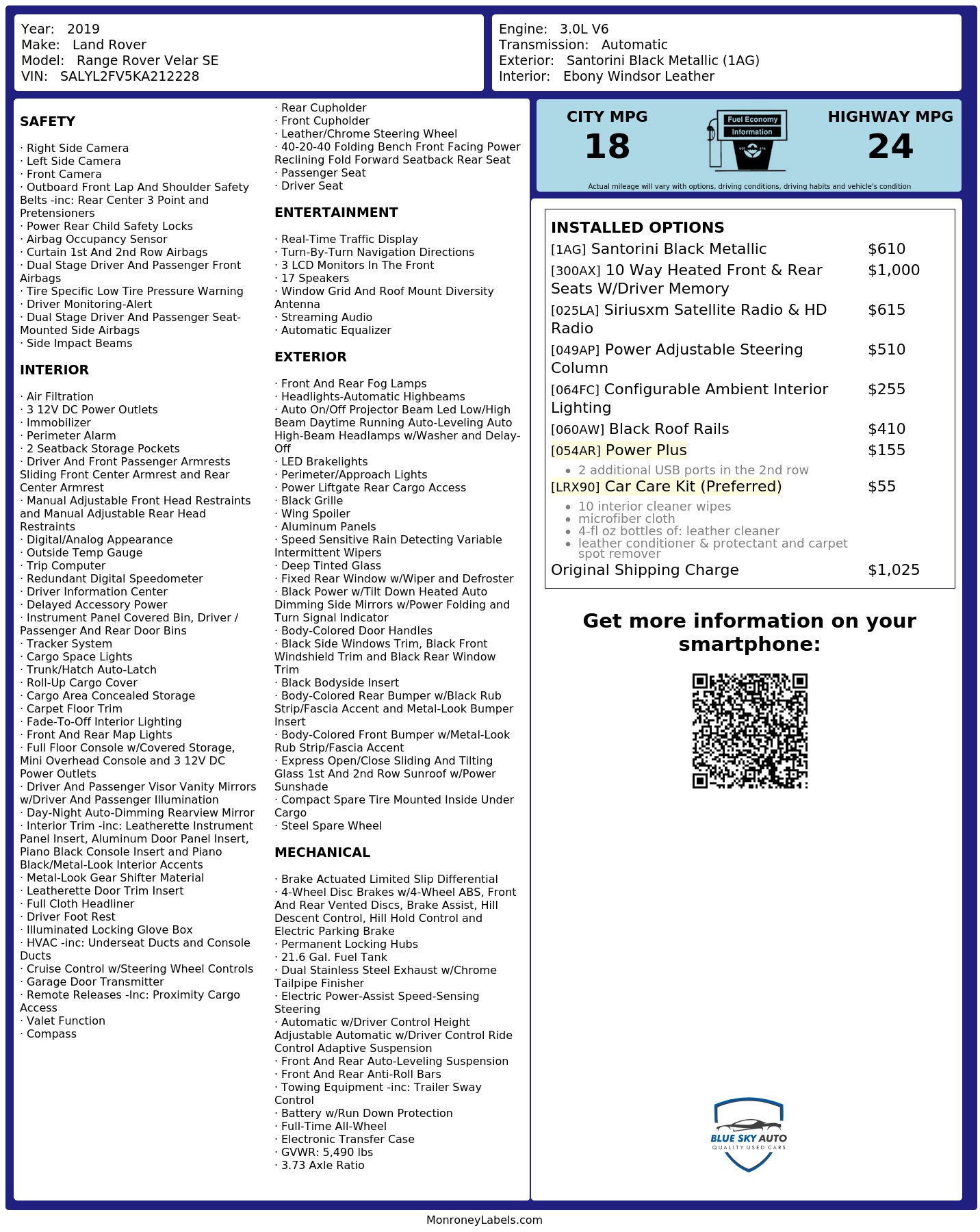 Monroney Label