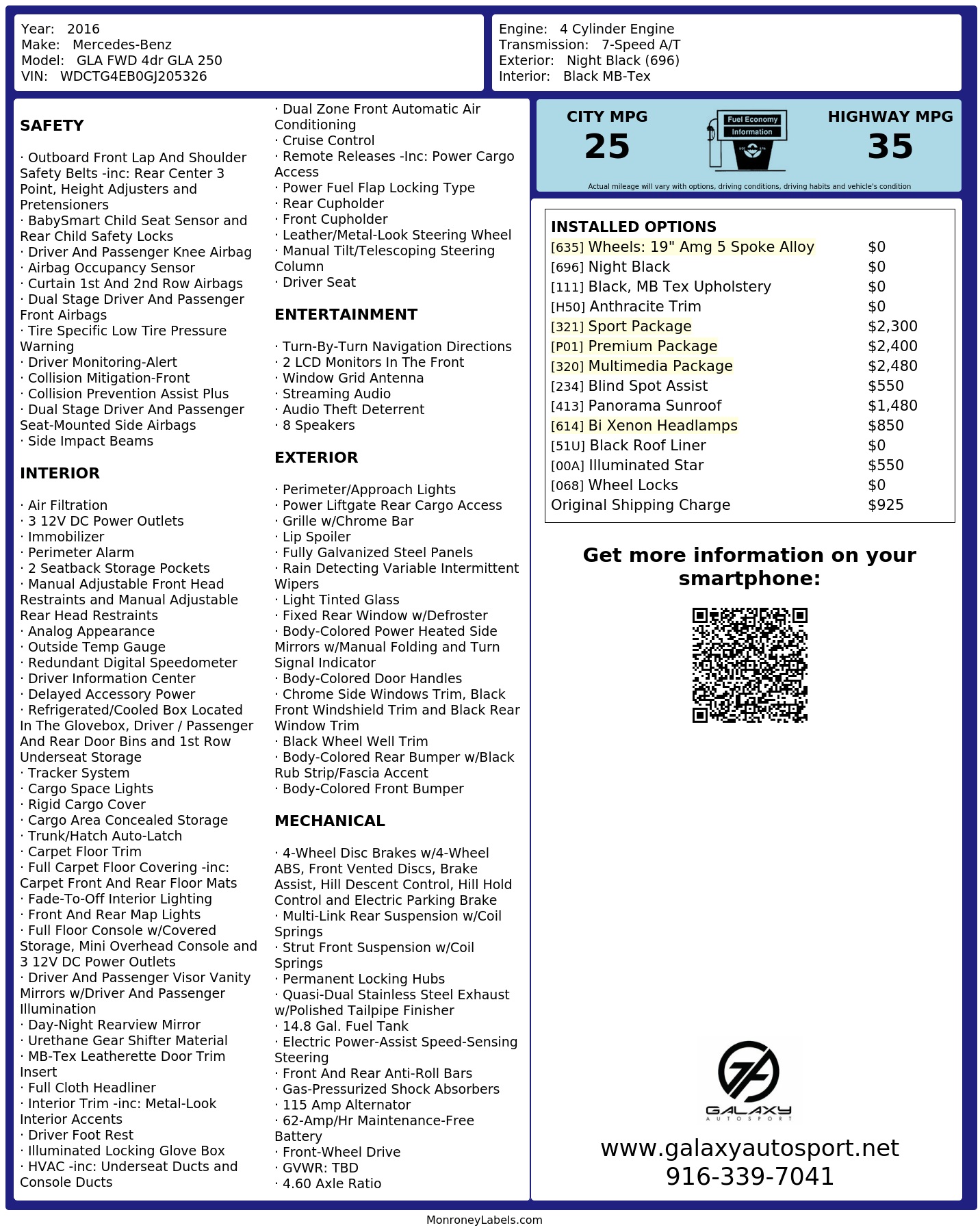 Monroney Label