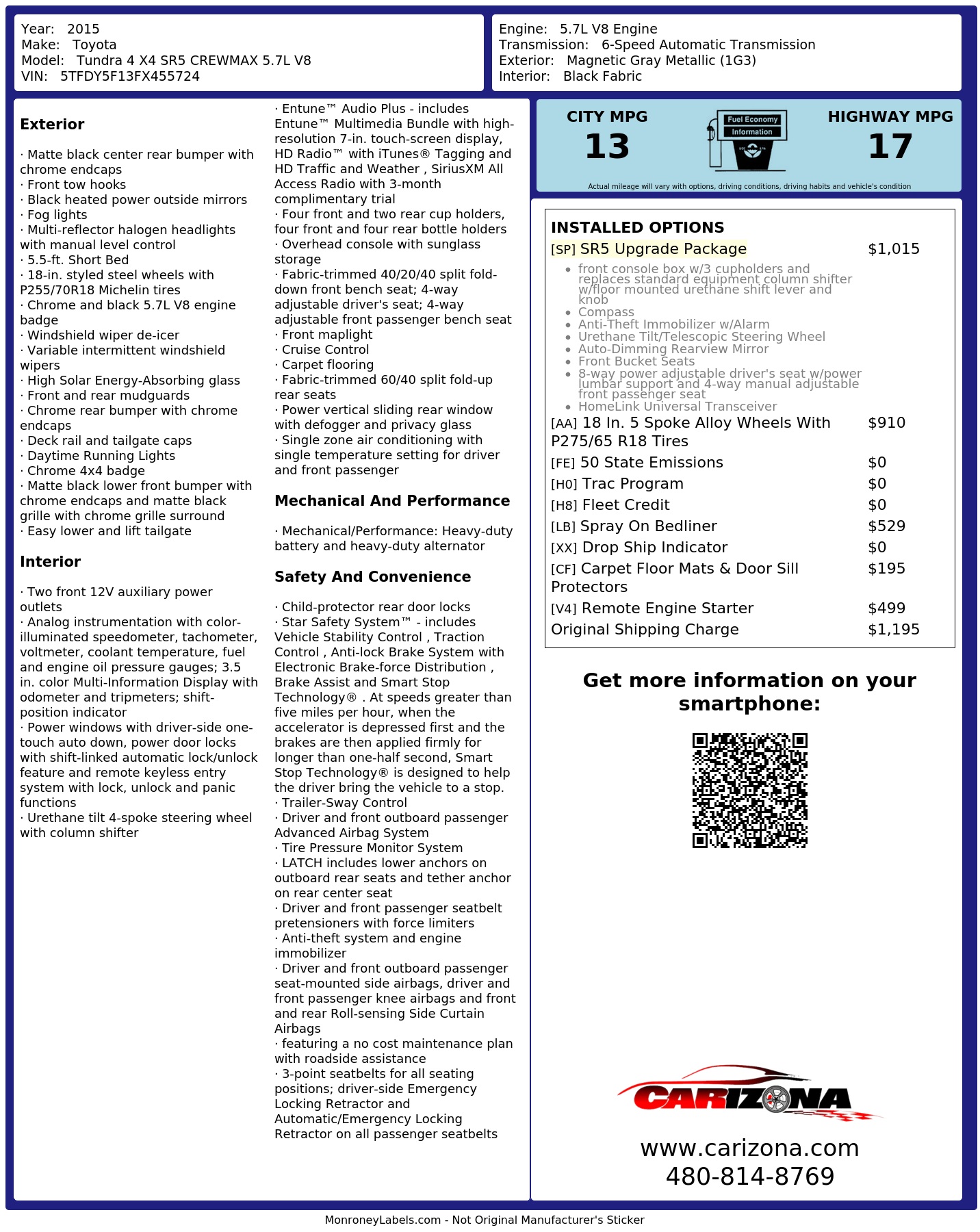 Monroney Label