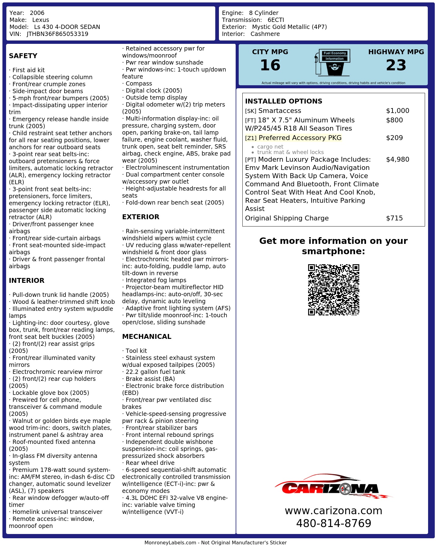 Monroney Label