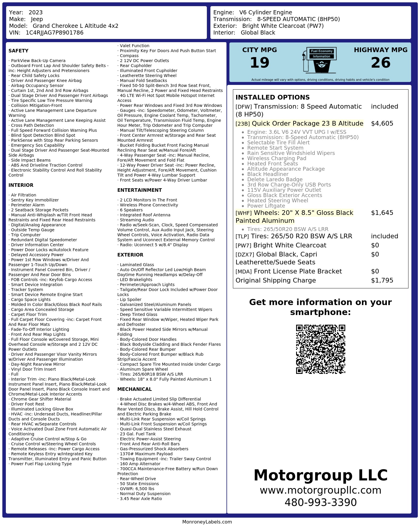 Monroney Label