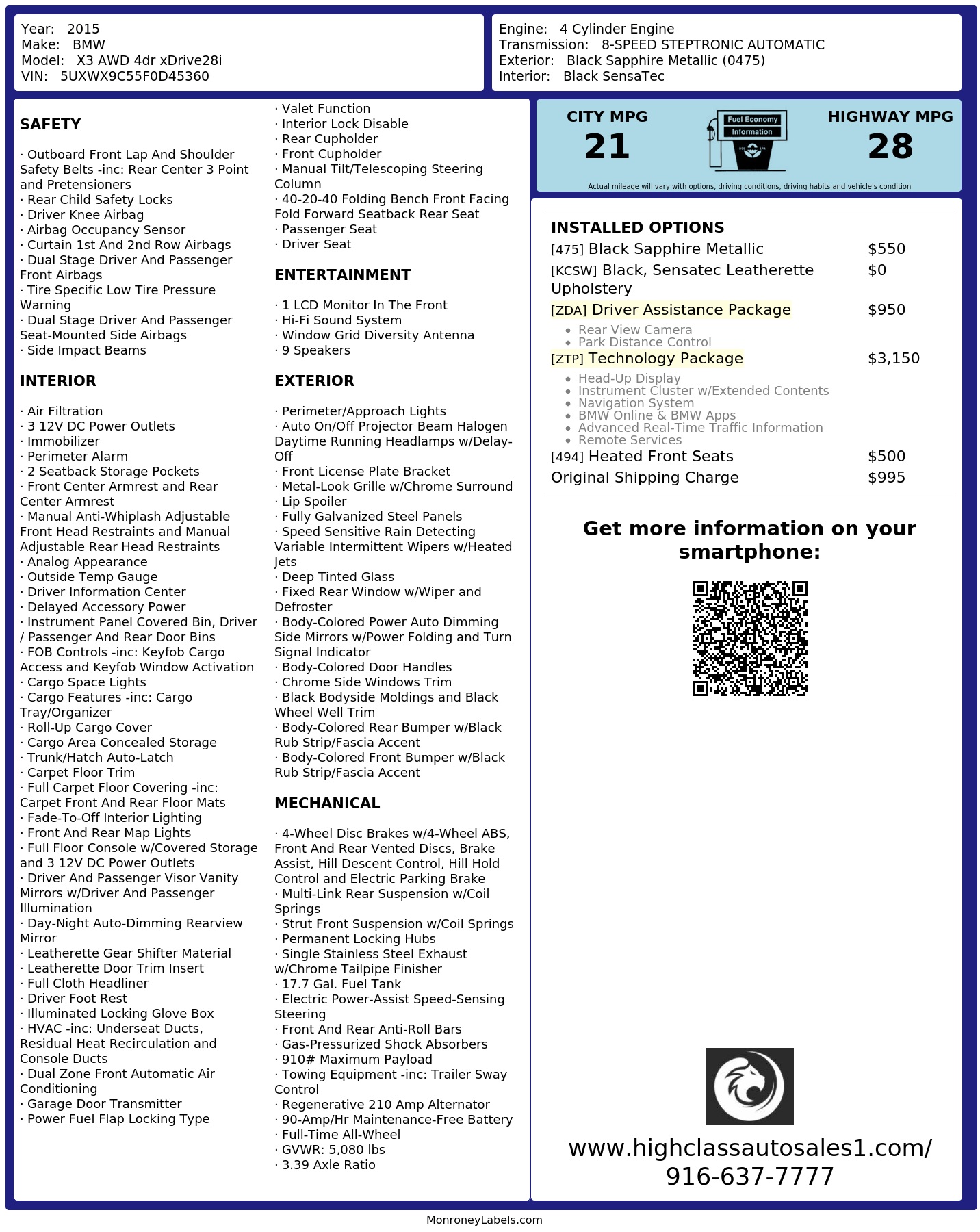 Monroney Label