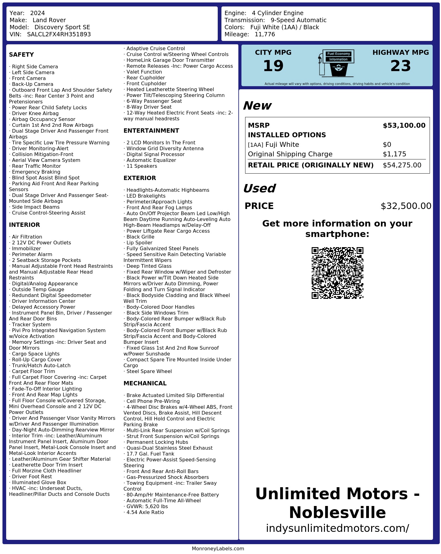 Monroney Label