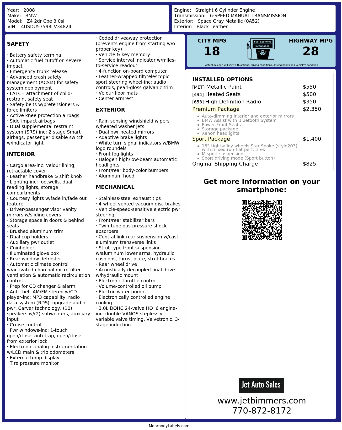 Monroney Label