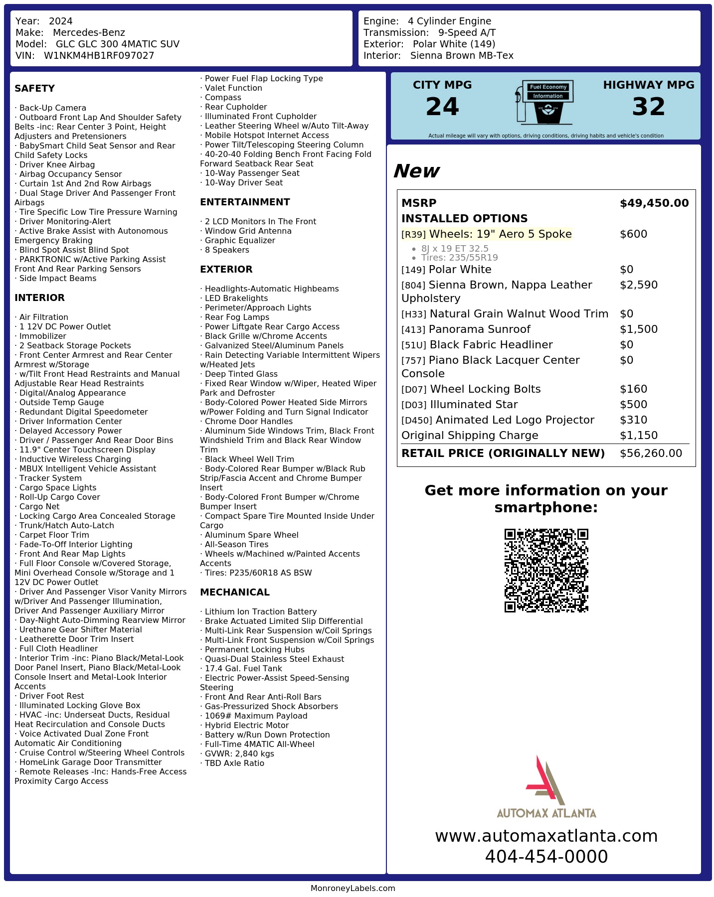 Monroney Label