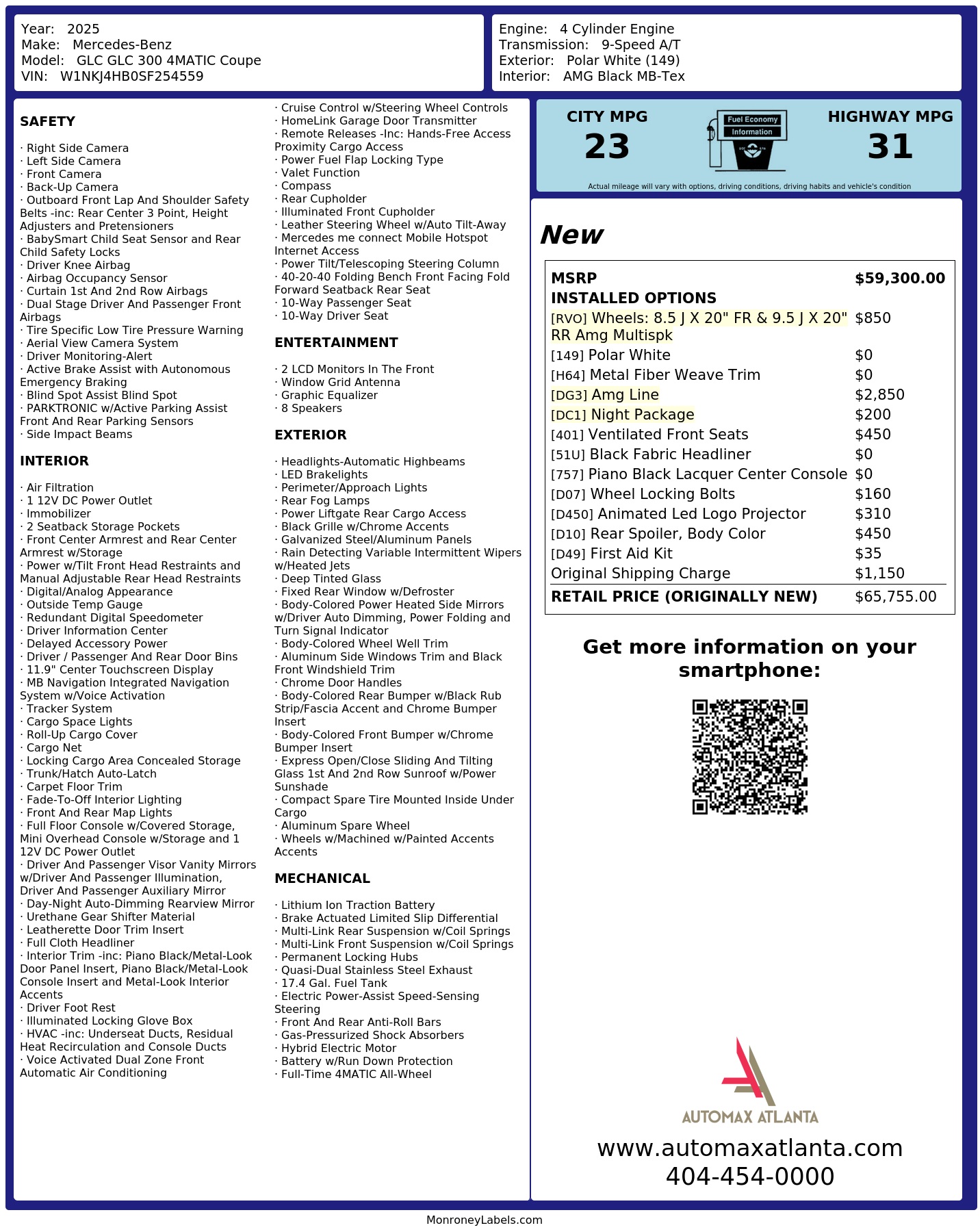 Monroney Label