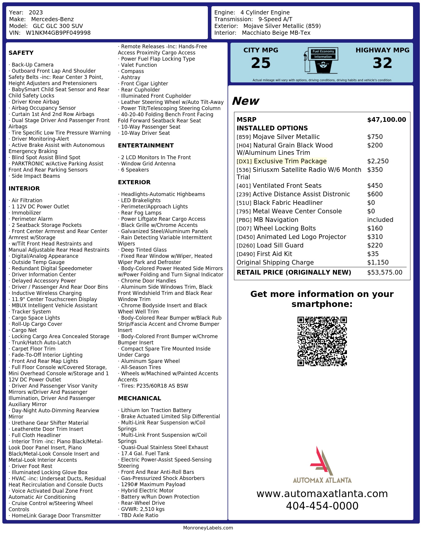 Monroney Label
