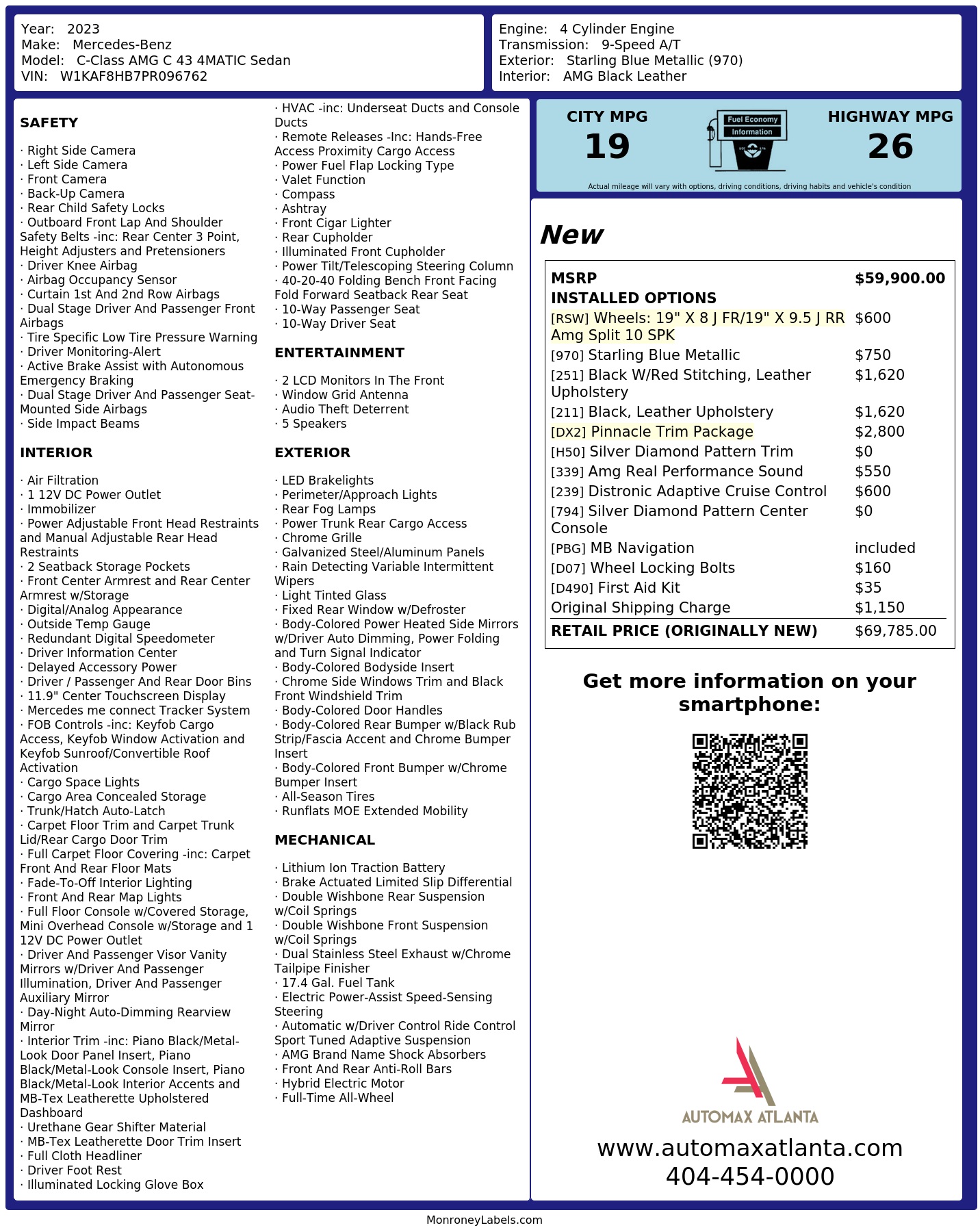 Monroney Label