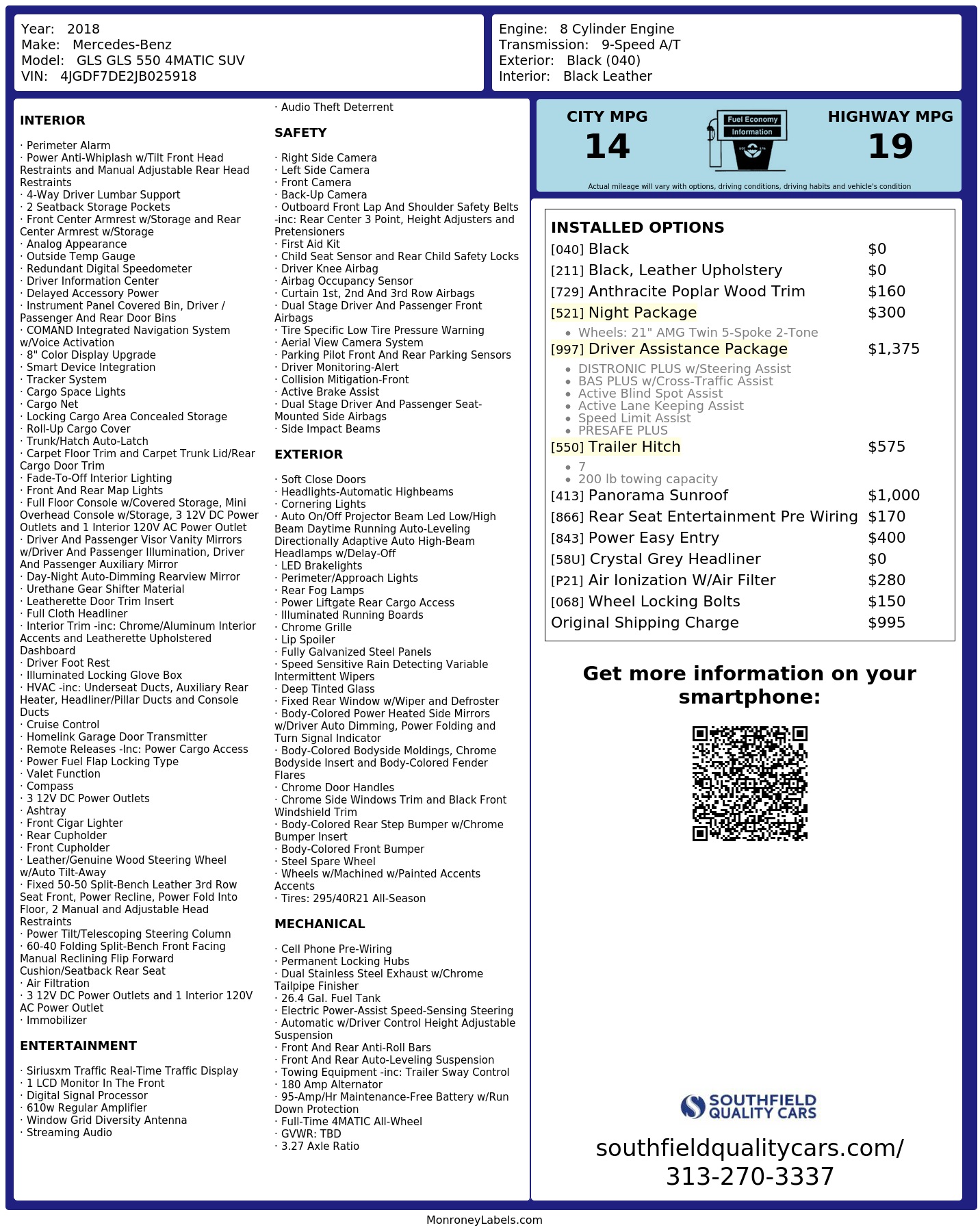 Monroney Label