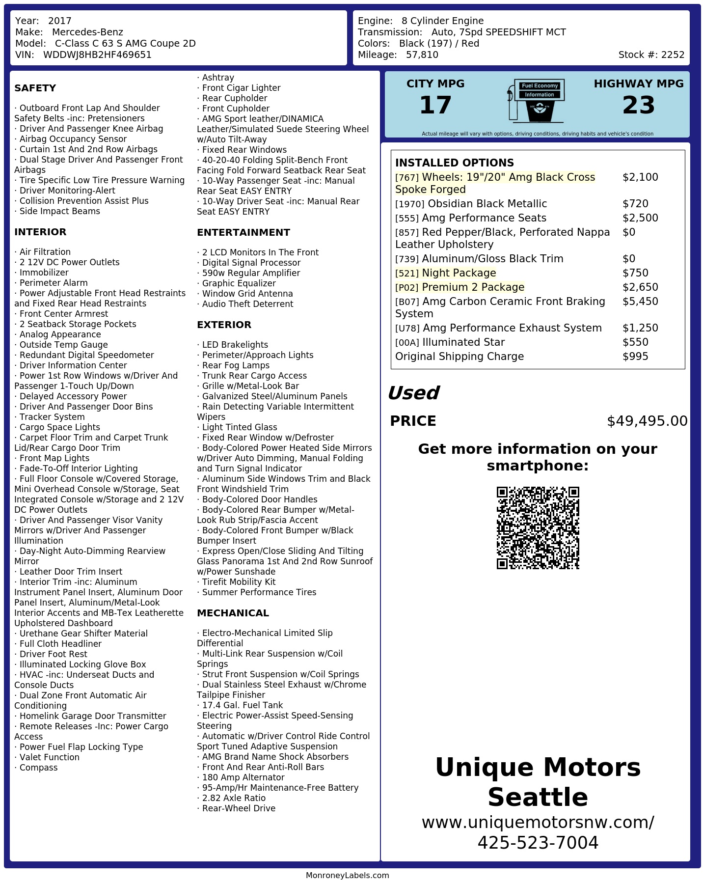 Monroney Label
