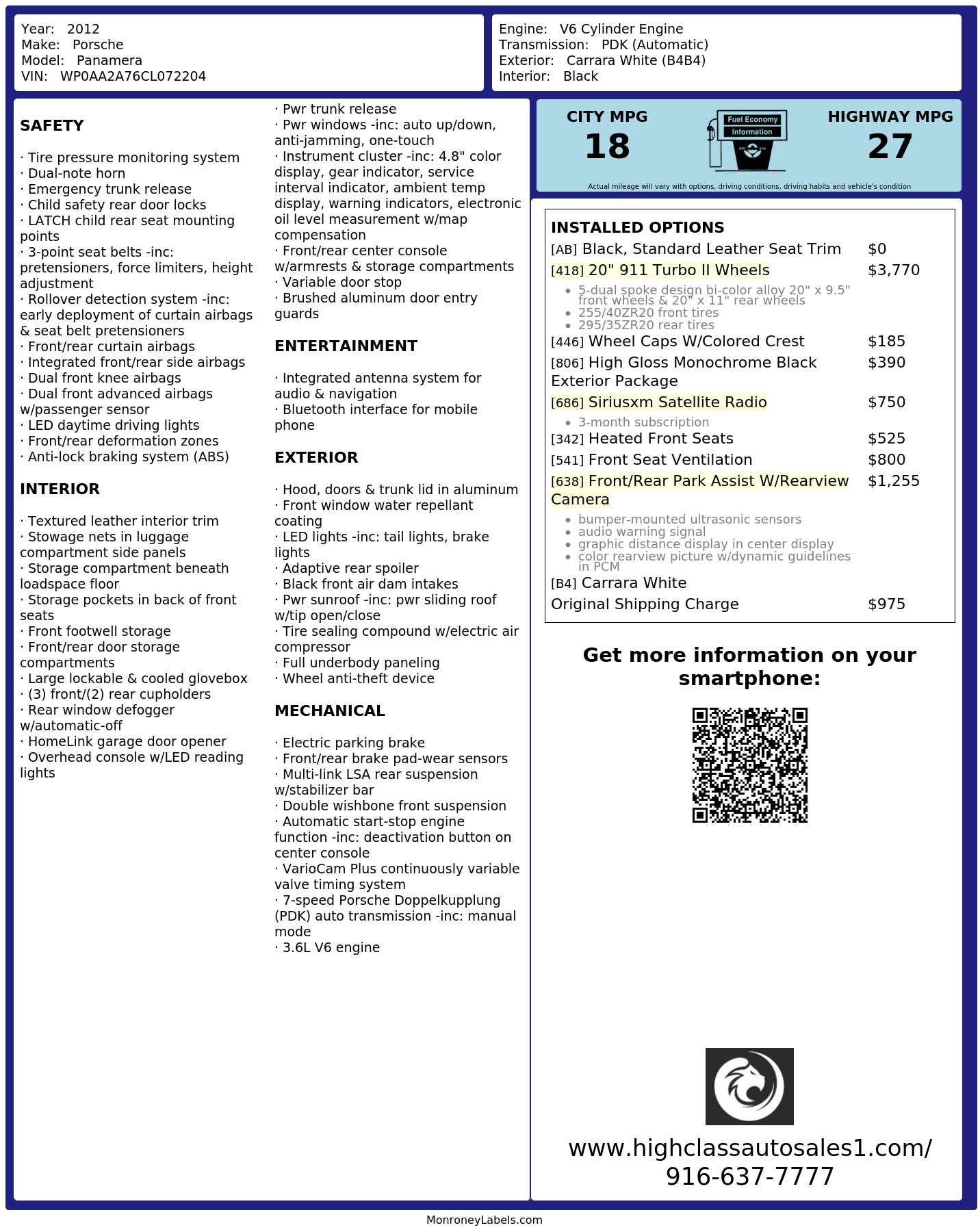 Monroney Label