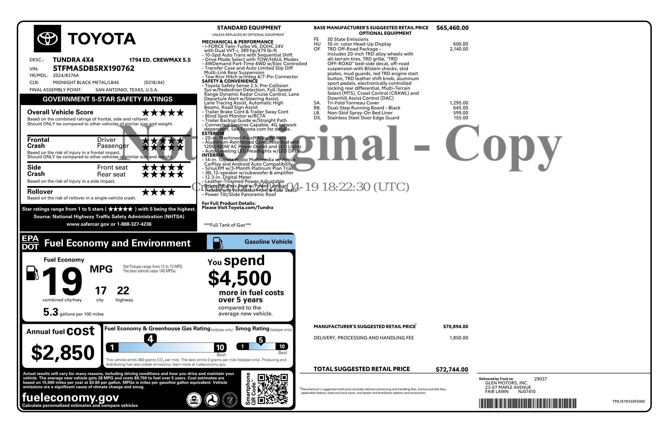 Monroney Label