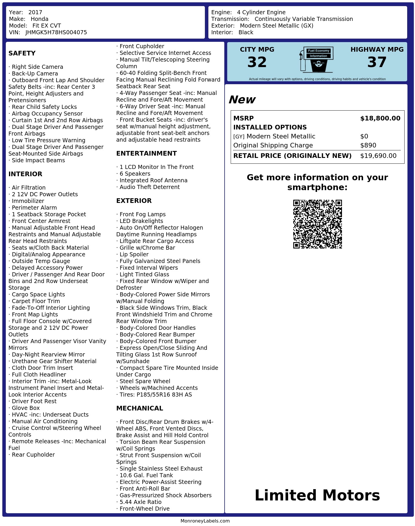 Monroney Label