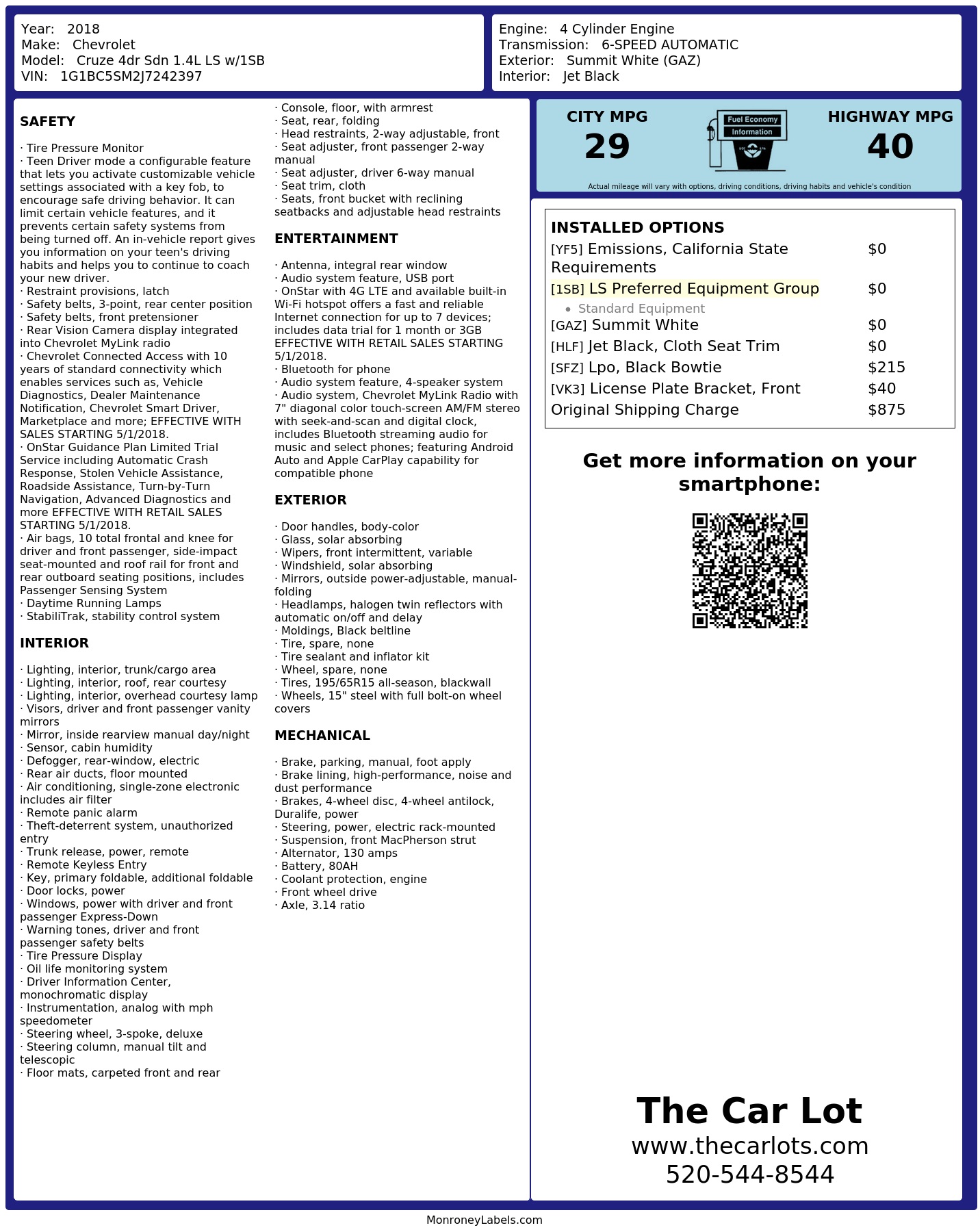Monroney Label