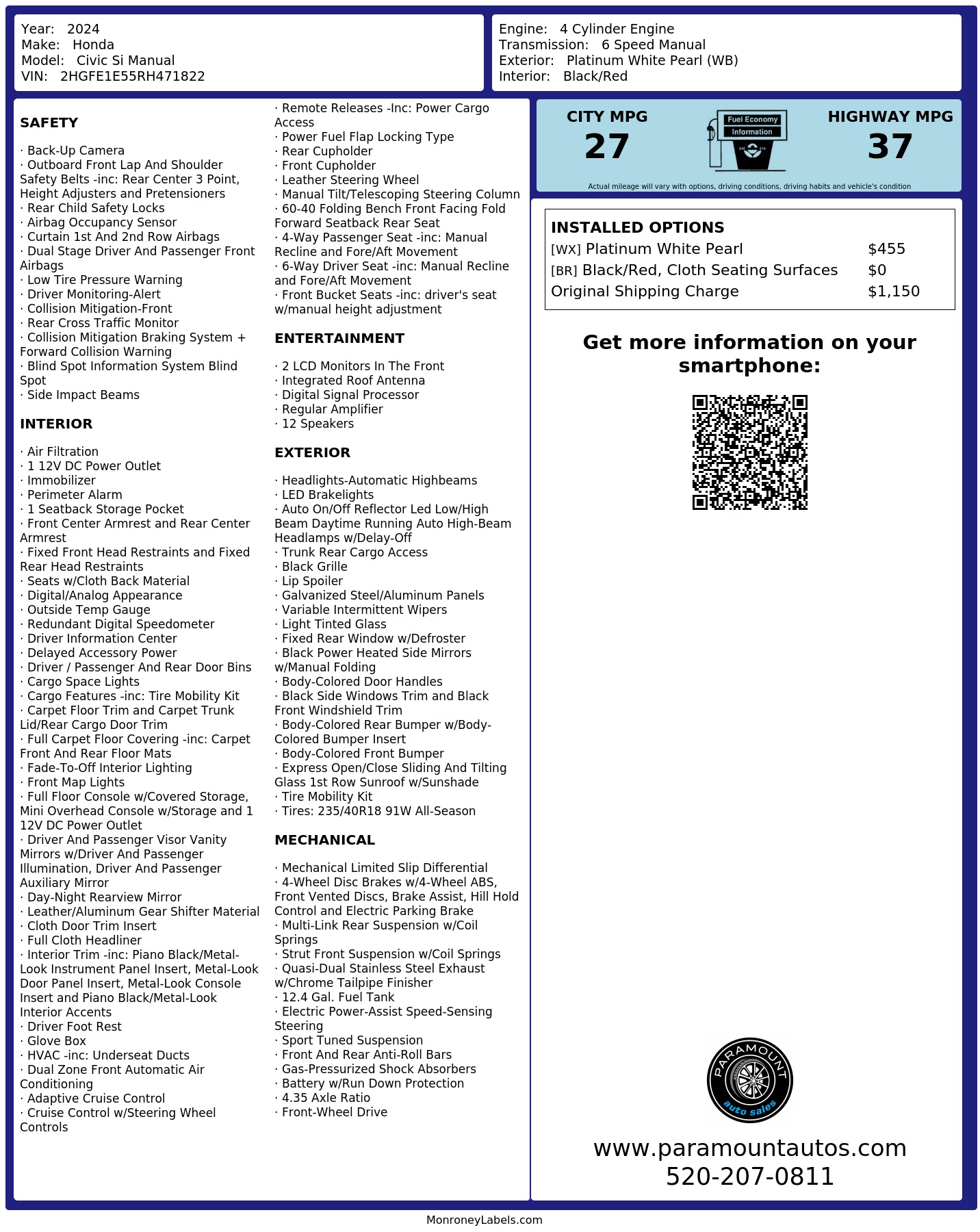 Monroney Label