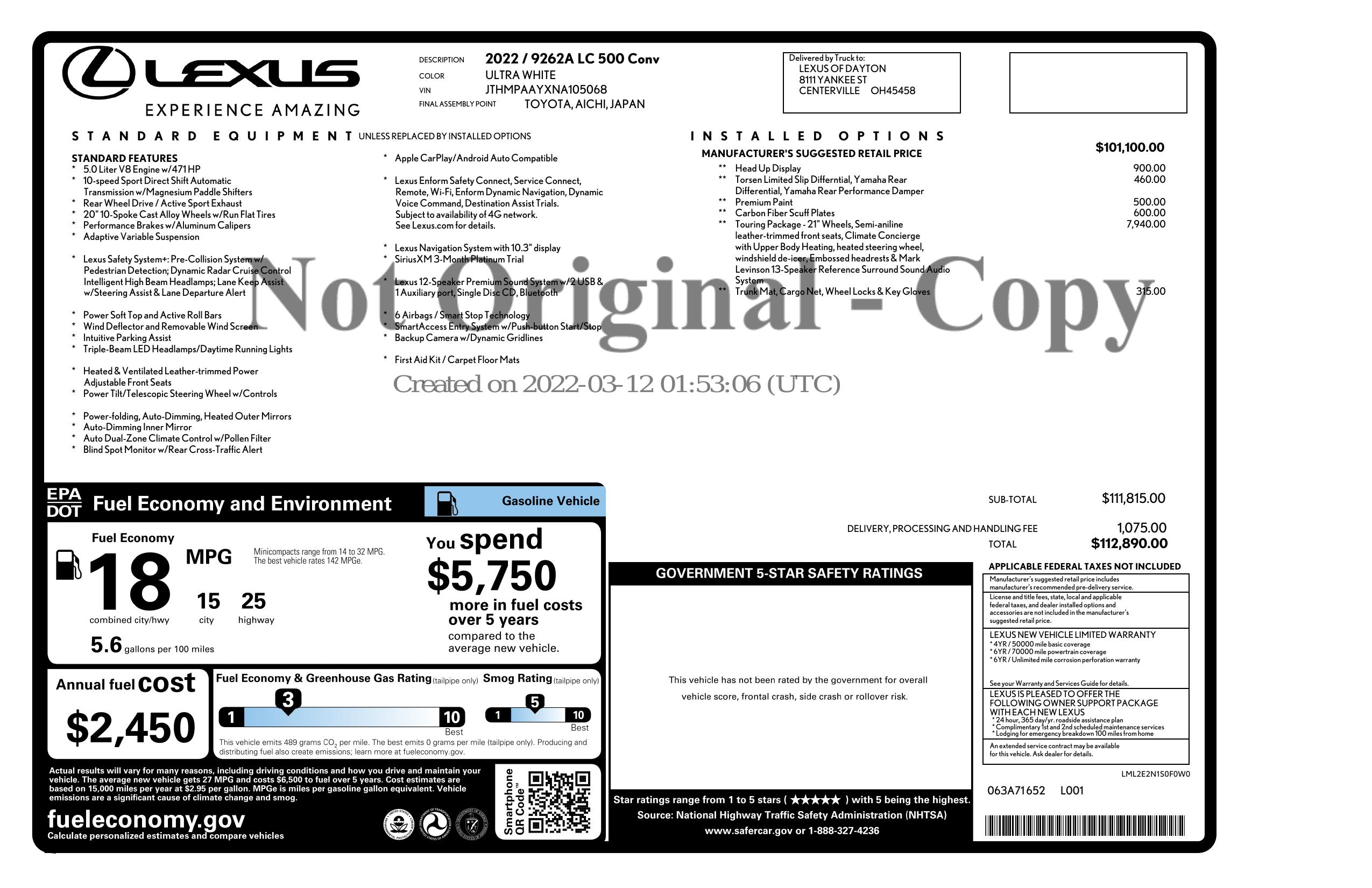 Monroney Label