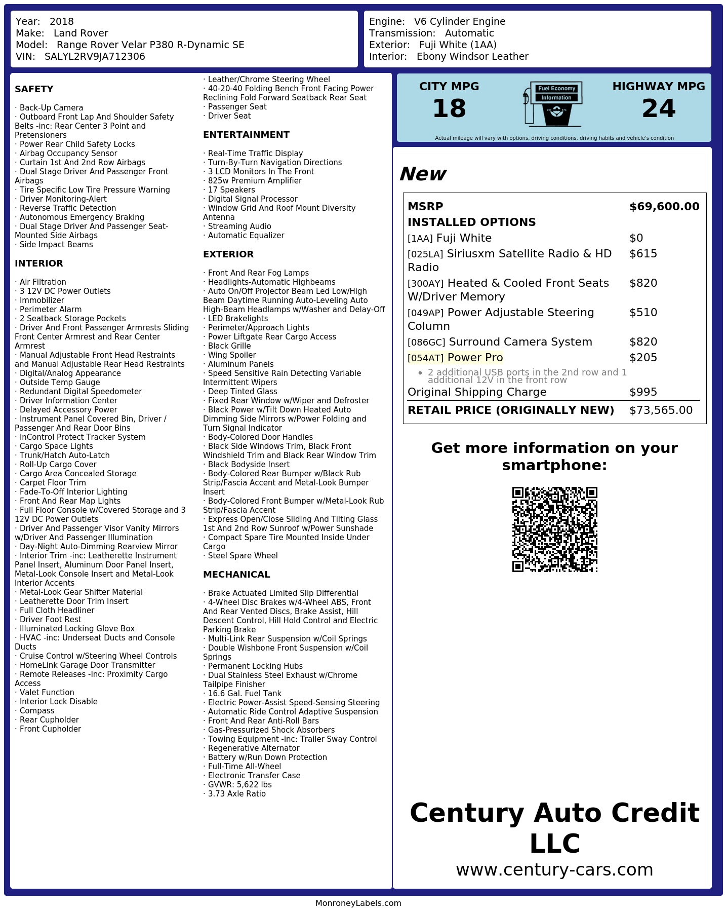 Monroney Label
