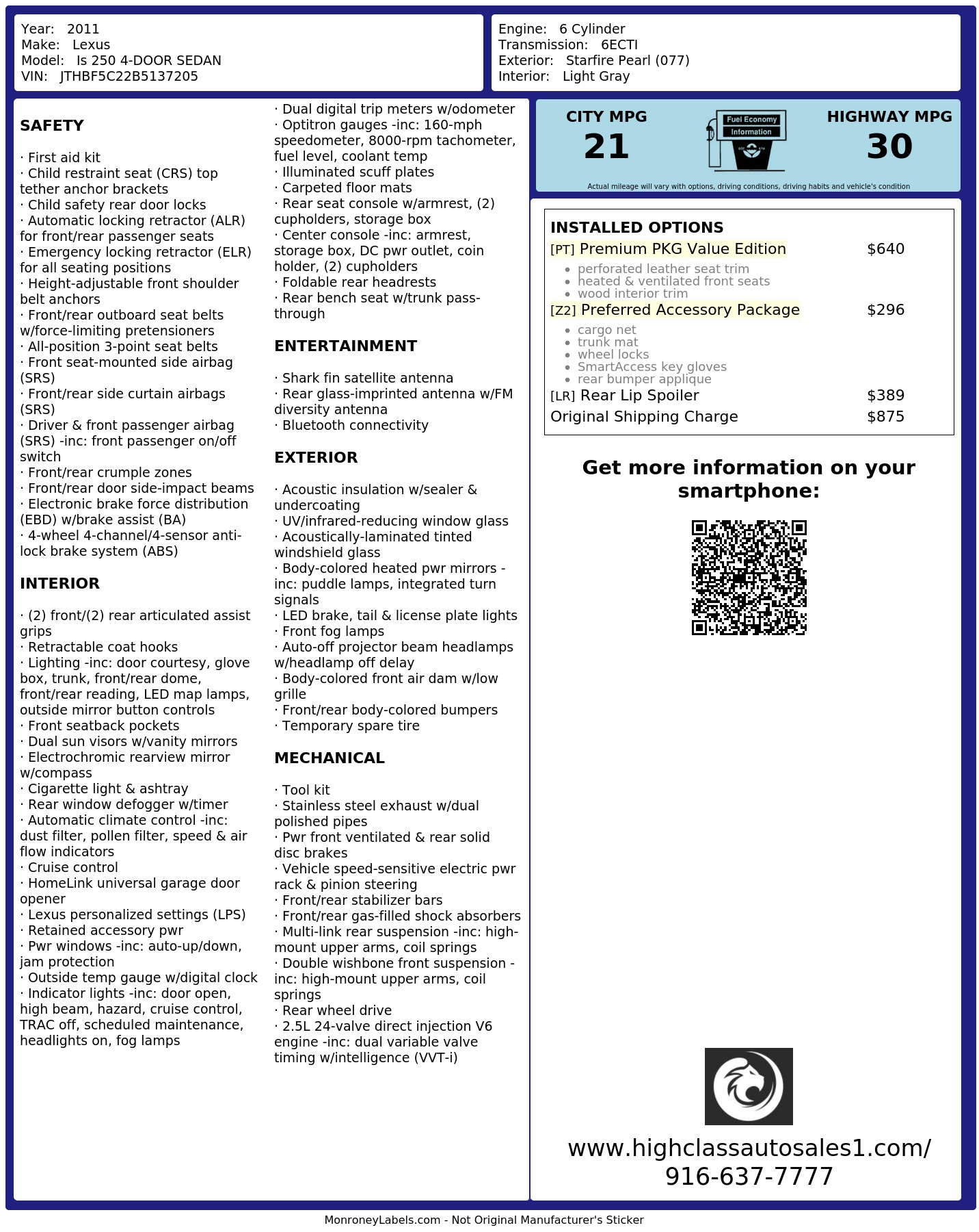 Monroney Label