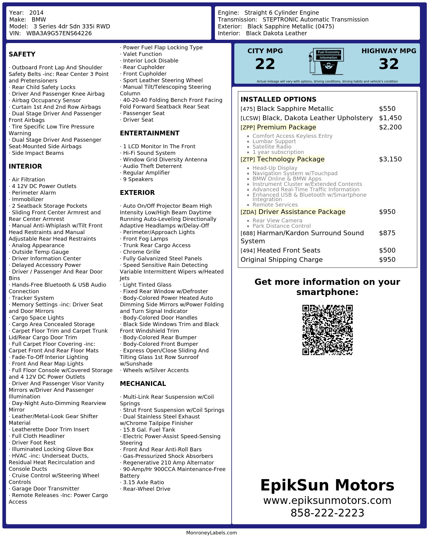 Monroney Label